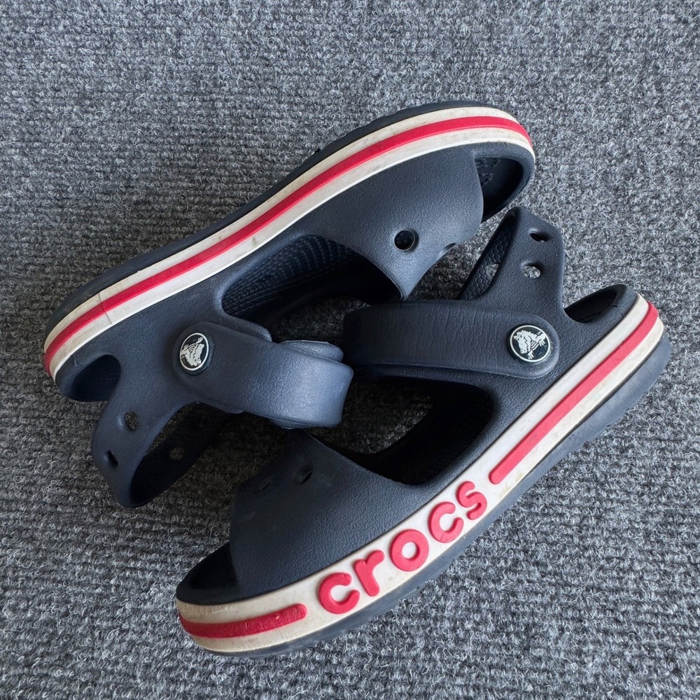 Crocs Bayaband Kids Navy Blue Red Sporty Sandals Size C11